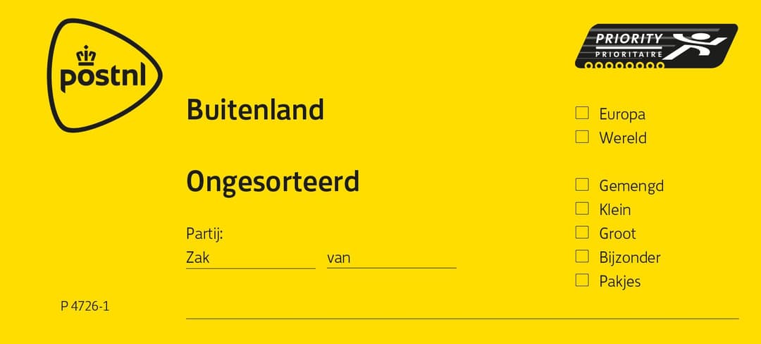 Zaklabel priority ongesorteerd geel
