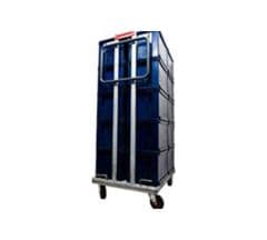 Bakkenwagen met 20 blauwe bakken